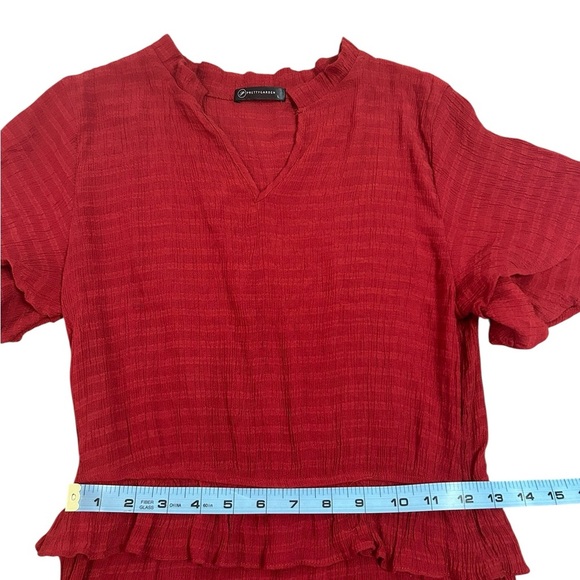 Pretty Garden Red Gauzy Lightweight Tiered Maxi Dress Bohemian Womens Size Large - Picture 10 of 12